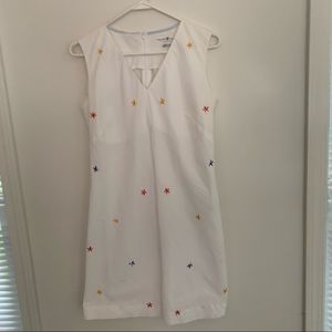 Tommy Hilfiger sleeveless white cotton dress with embroidered flowers, size 12